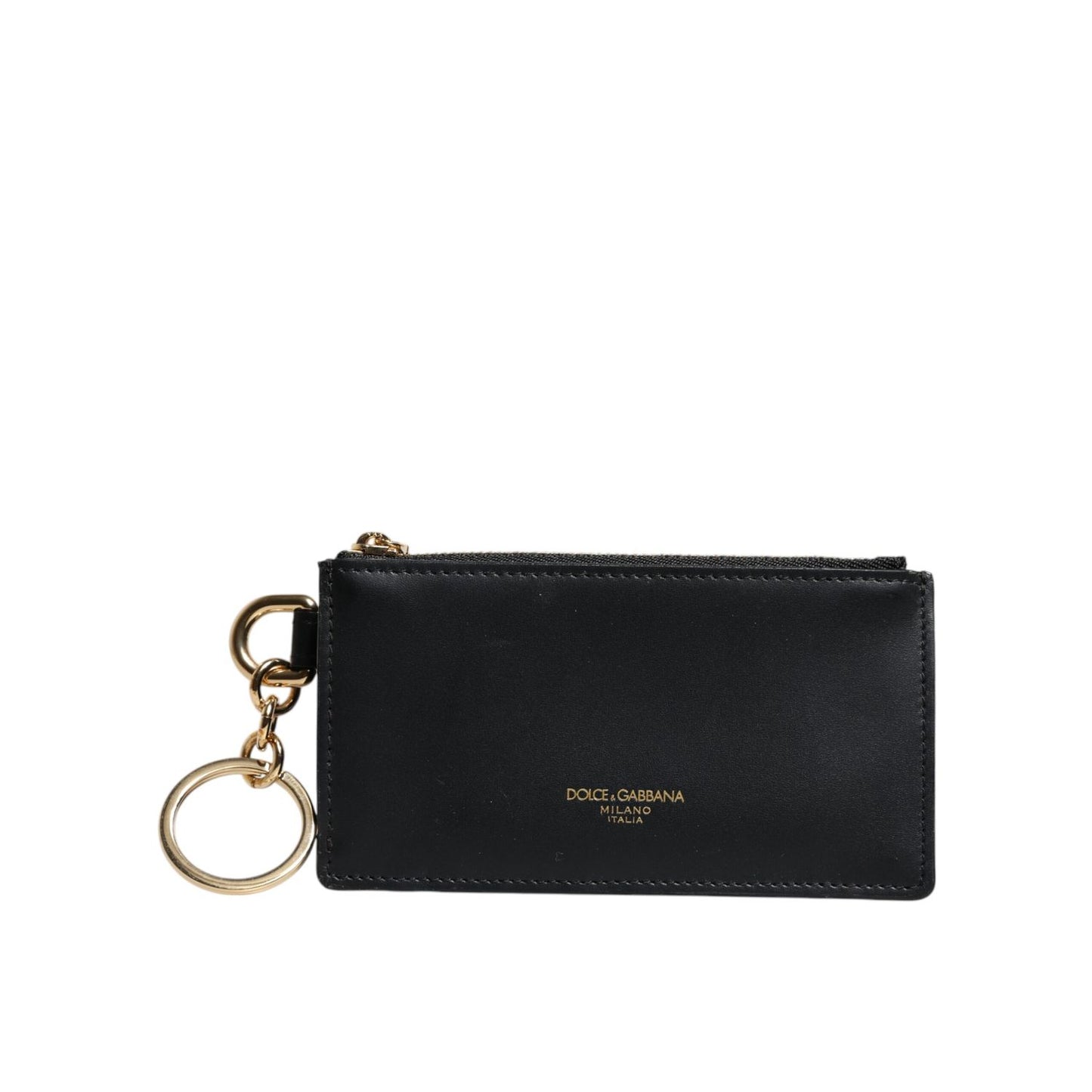 Dolce & Gabbana Black Calfskin Leather DG Logo Card Holder Wallet