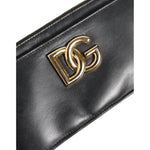 Dolce & Gabbana Black Calfskin Leather DG Logo Women Card Holder Wallet with engraved metal hardware