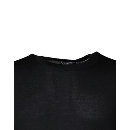 Dolce & Gabbana Black Cashmere Crew Neck Pullover Sweater, close-up view