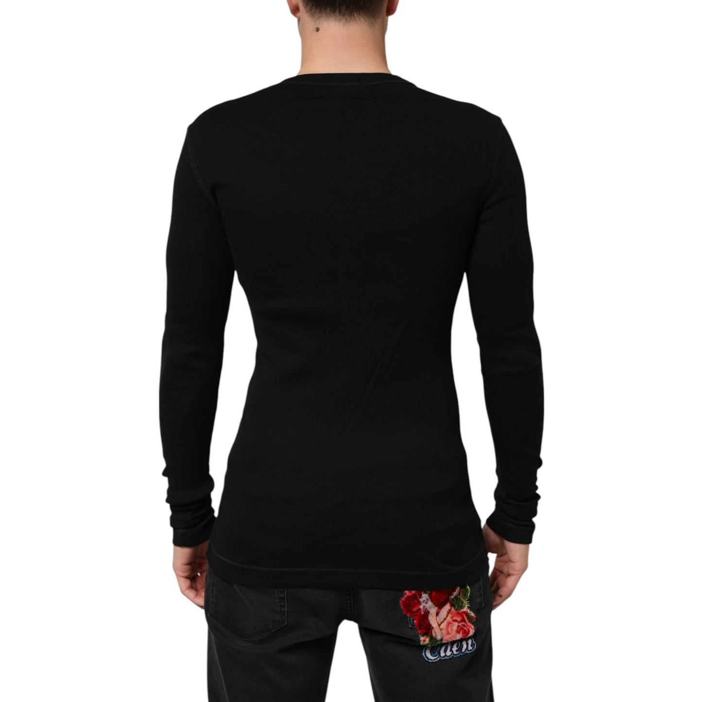 Dolce & Gabbana Black Cotton Button Up Men Cardigan Sweater