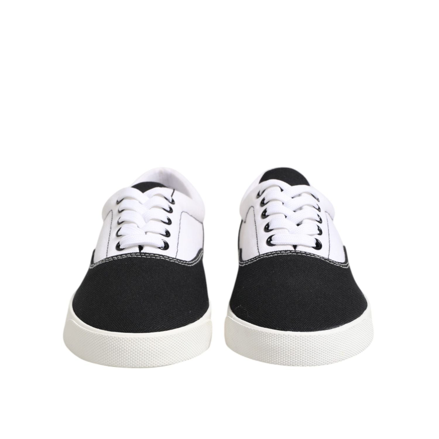 Dolce & Gabbana Black Cotton Canvas Lace Up Men Sneakers Shoes