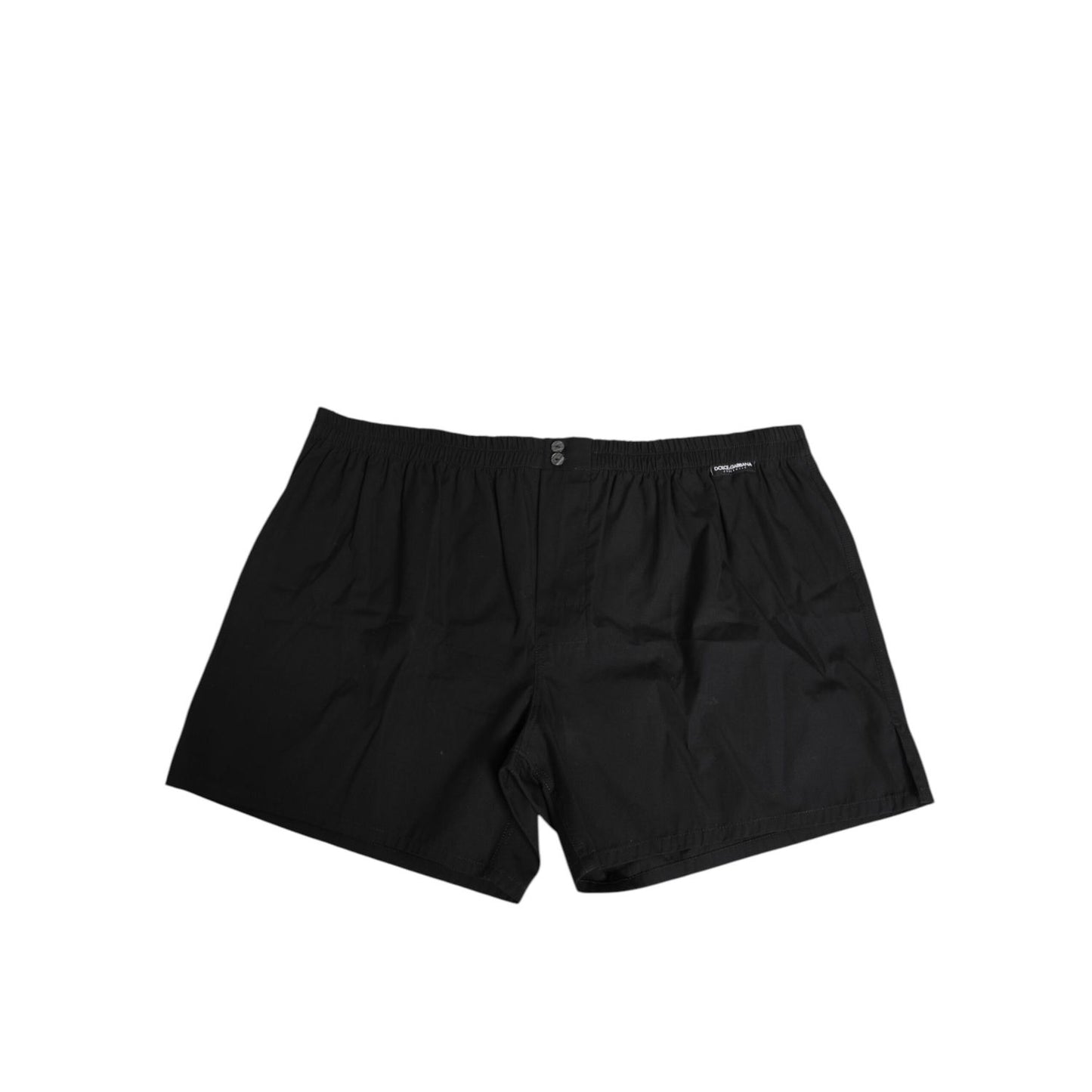 Dolce & Gabbana Black Cotton Elastic Waistband Button Swimwear
