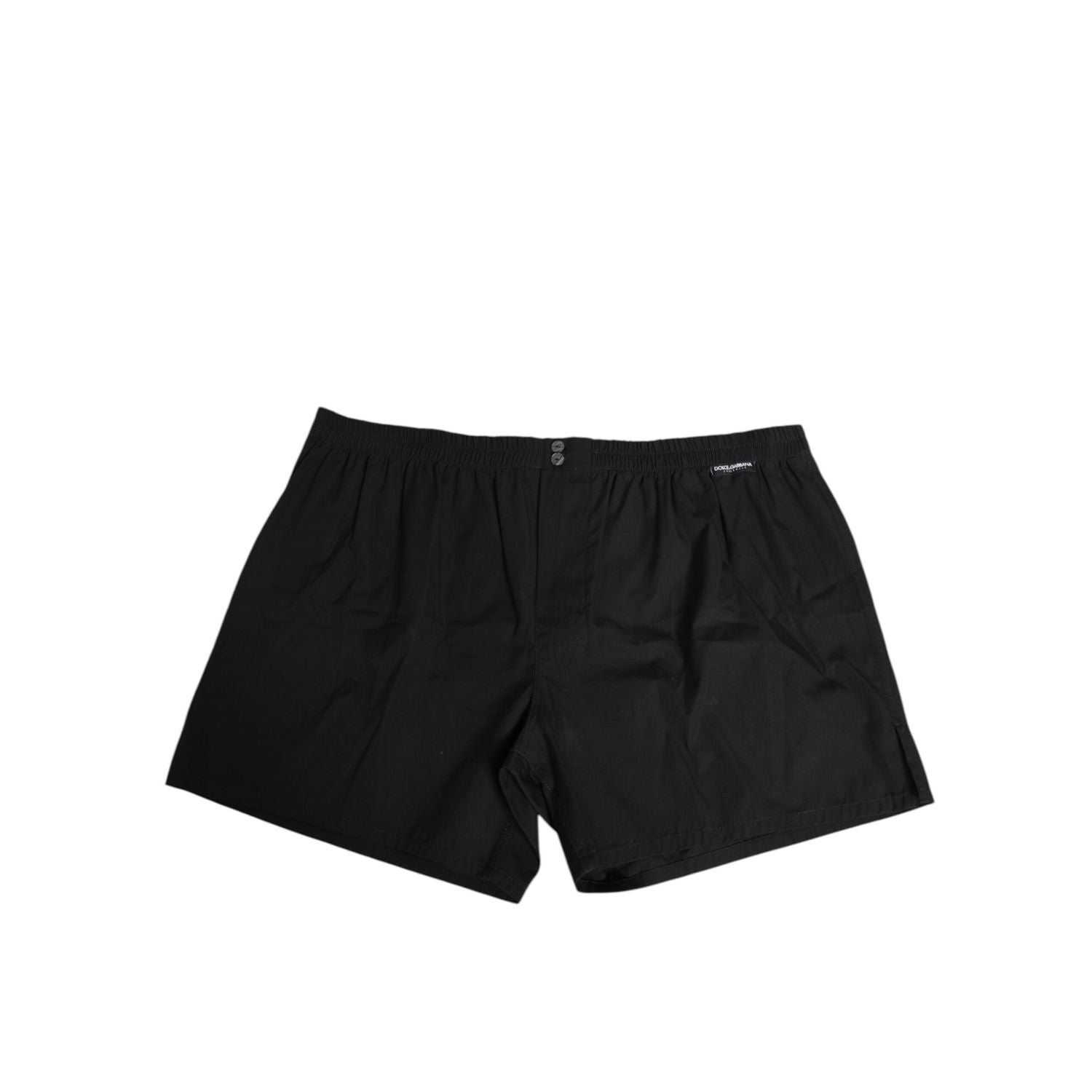 Dolce & Gabbana Black Cotton Elastic Waistband Button Swimwear