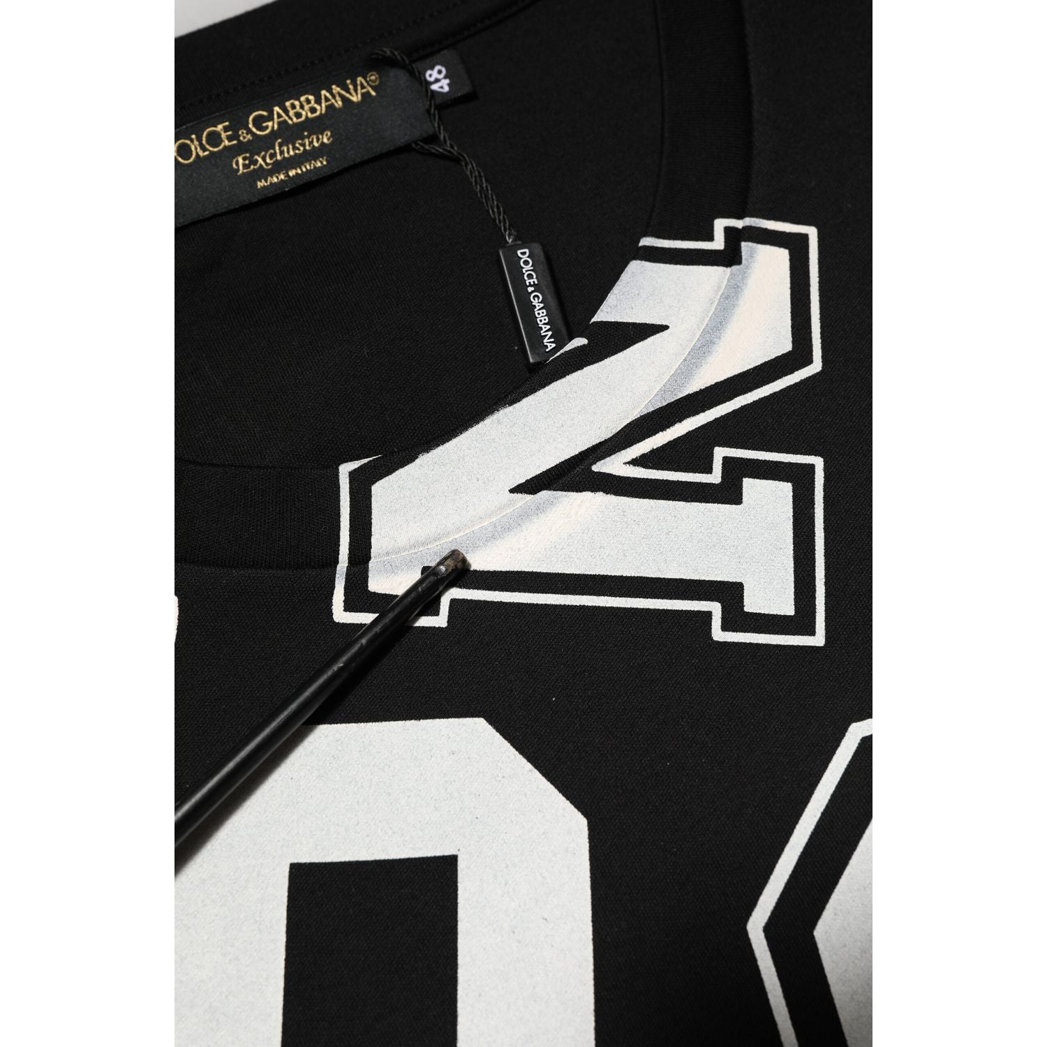 Dolce & Gabbana Black Cotton Letter Print Short Sleeve T-shirt