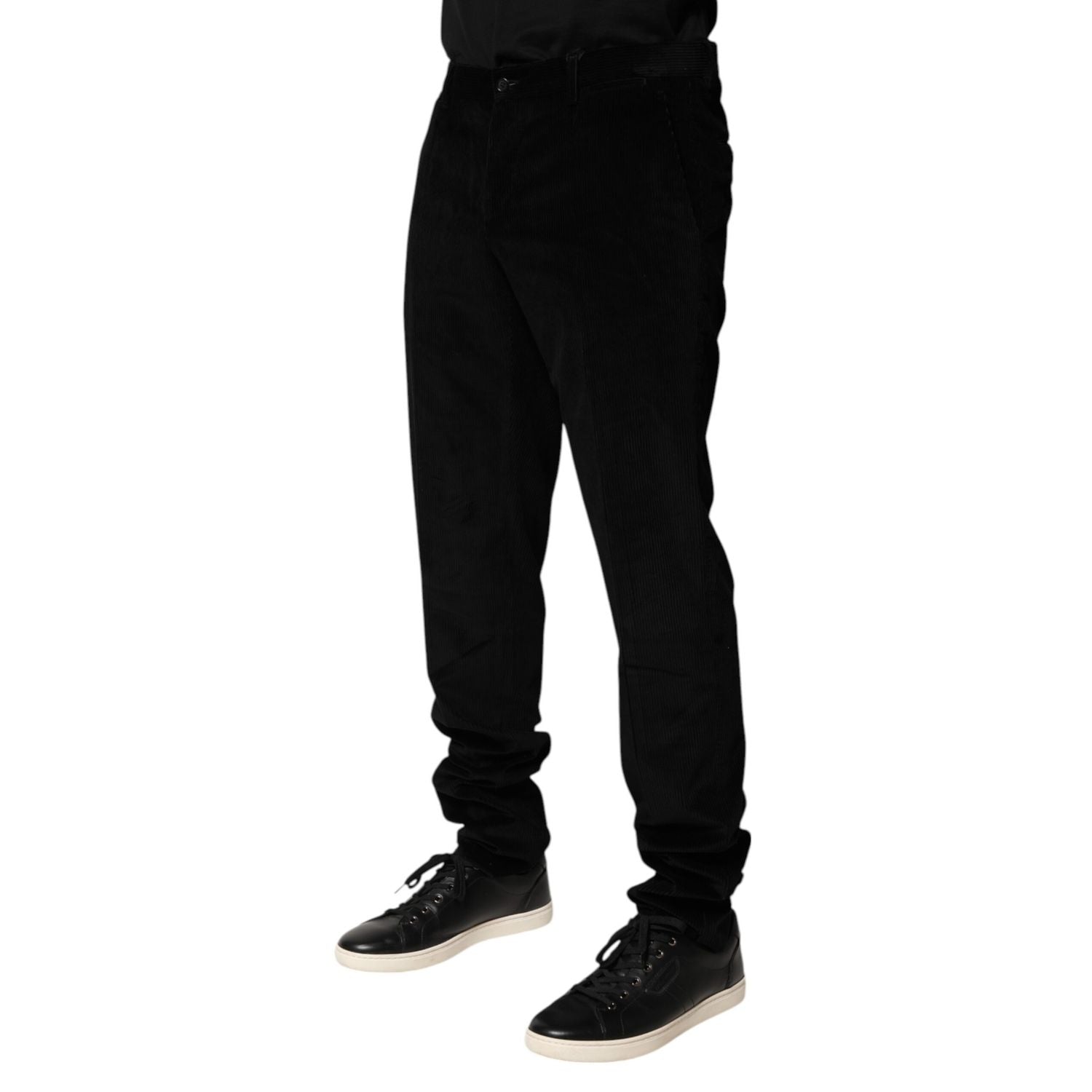 Dolce & Gabbana Black Cotton Men Dress Formal Trouser Pants