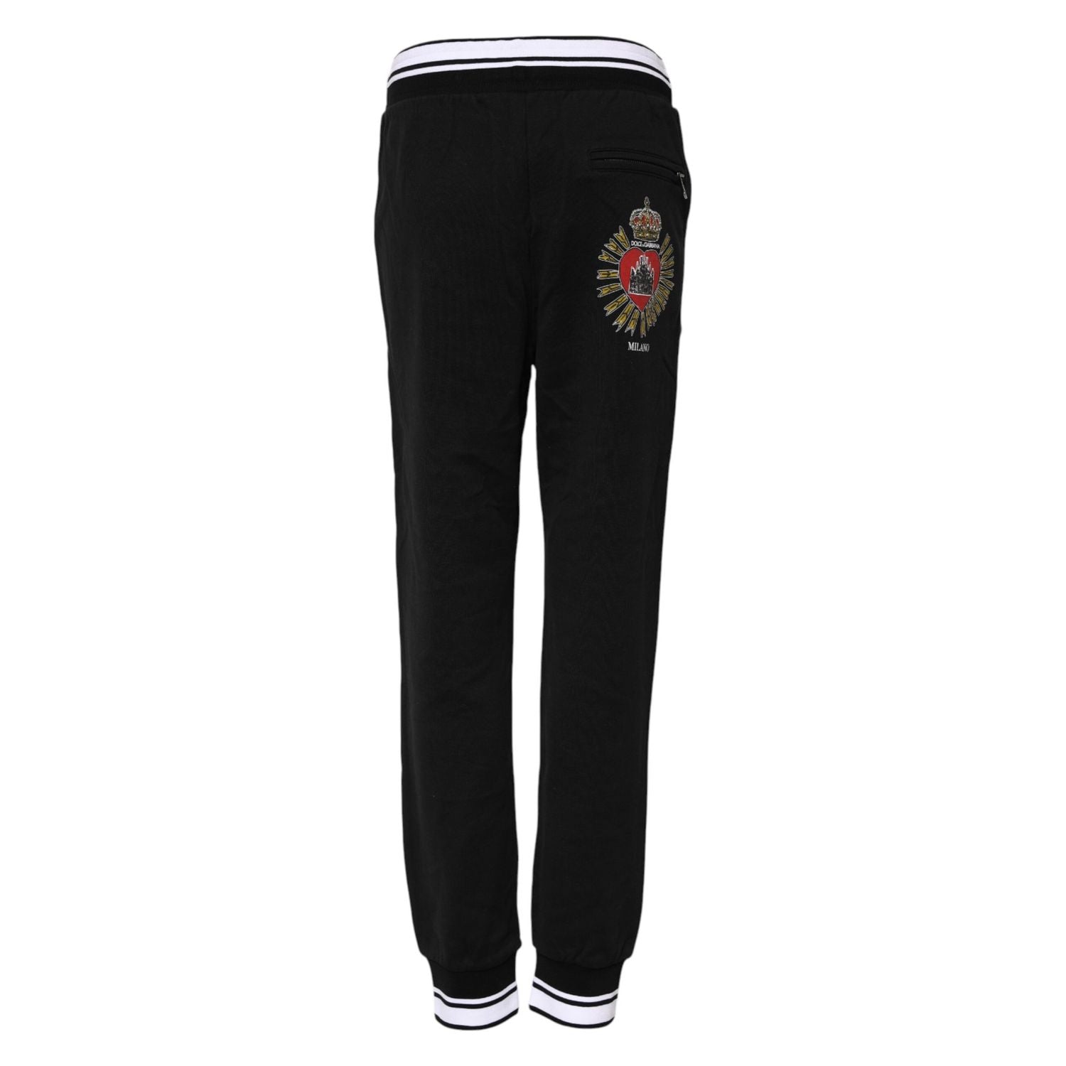 Dolce & Gabbana Black Cotton Mid Waist Jogger Pants