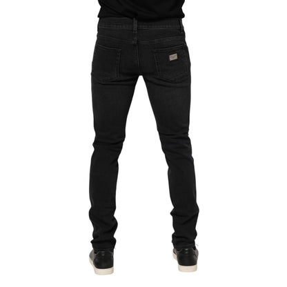 Dolce & Gabbana Black Cotton Skinny Men Denim Trouser Jeans