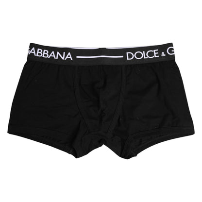 Dolce & Gabbana Black Cotton Stretch Regular Boxer Underwear