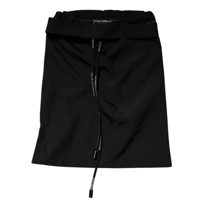 Dolce & Gabbana Black Green Logo Waistband Beachwear Short Swimwear