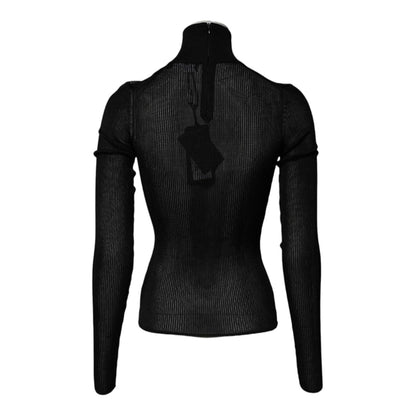 Dolce & Gabbana Black Knit Long Sleeves Turtleneck Slim Top