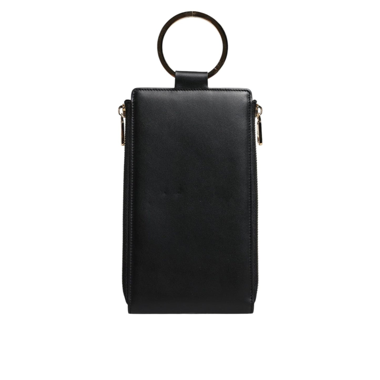 Dolce & Gabbana Black Leather Logo Plaque Neck Strap Card Coin Wallet Dolce & Gabbana
