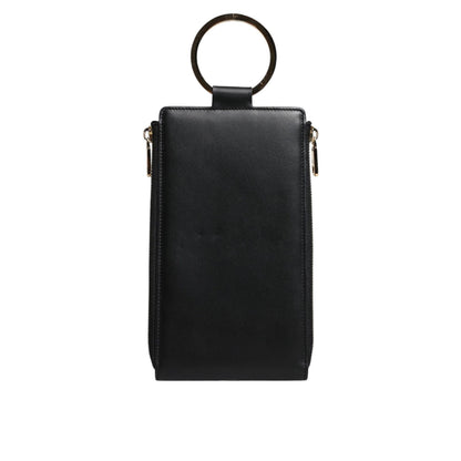 Dolce & Gabbana Black Leather Logo Plaque Neck Strap Card Coin Wallet Dolce & Gabbana