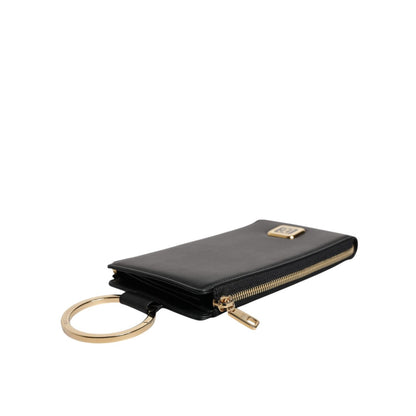 Dolce & Gabbana Black Leather Logo Plaque Neck Strap Card Coin Wallet Dolce & Gabbana