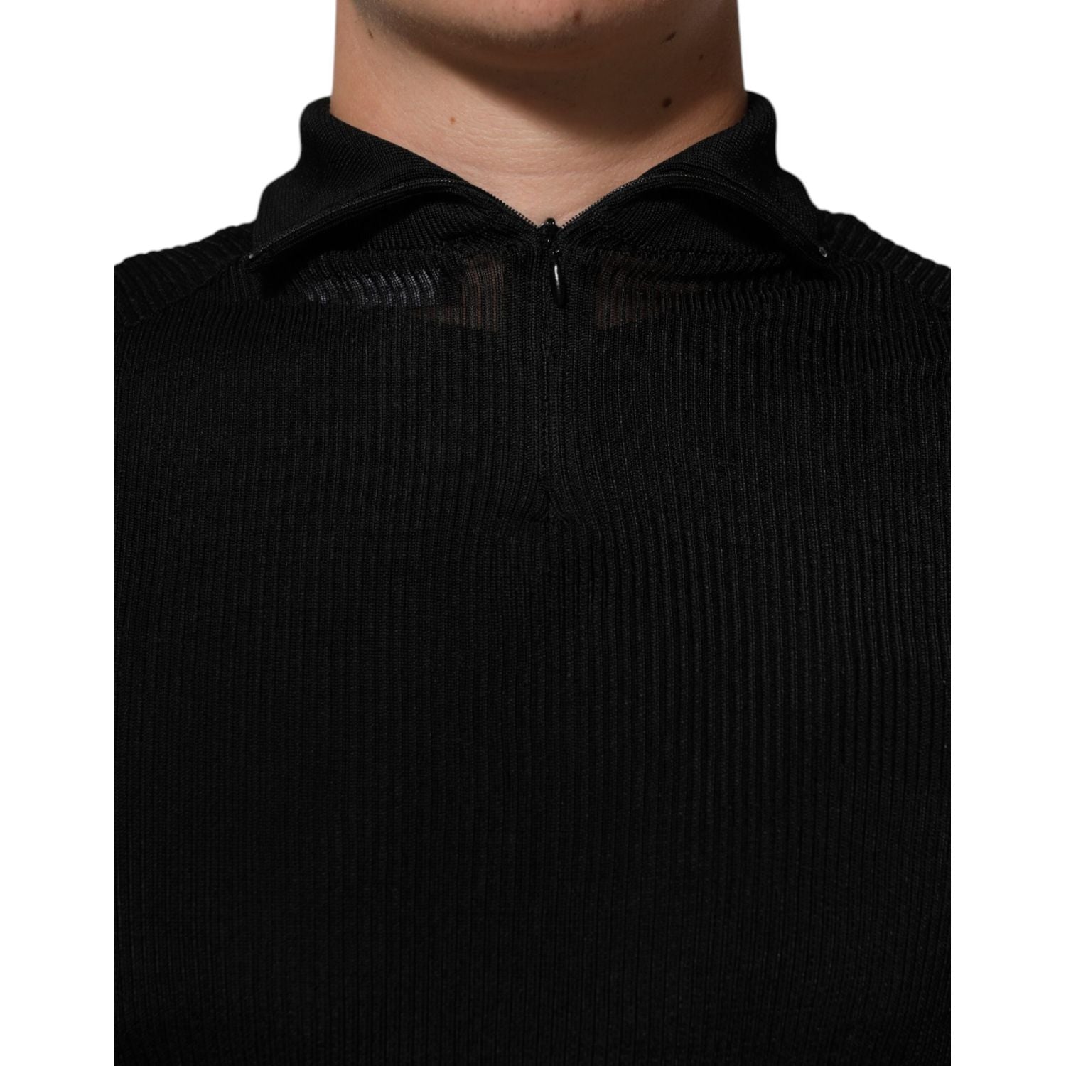 Dolce & Gabbana Black Viscose Turtle Neck Pullover Sweater