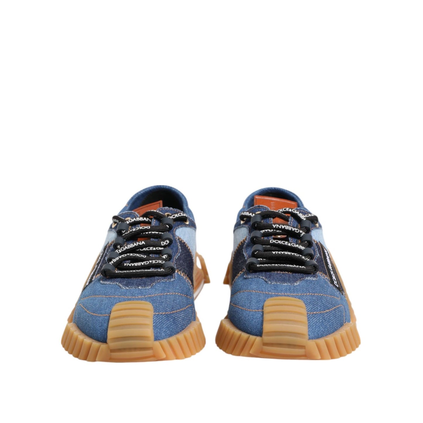 Dolce & Gabbana Blue Lace Up Low Top NS1 Sneakers Shoes, featuring cotton denim and rubber sole, exclusive Italian craftsmanship.