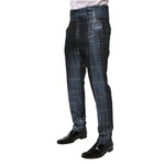 Dolce & Gabbana Blue Silver Shiny Silk Skinny Men Trouser Pants, luxury designer wear