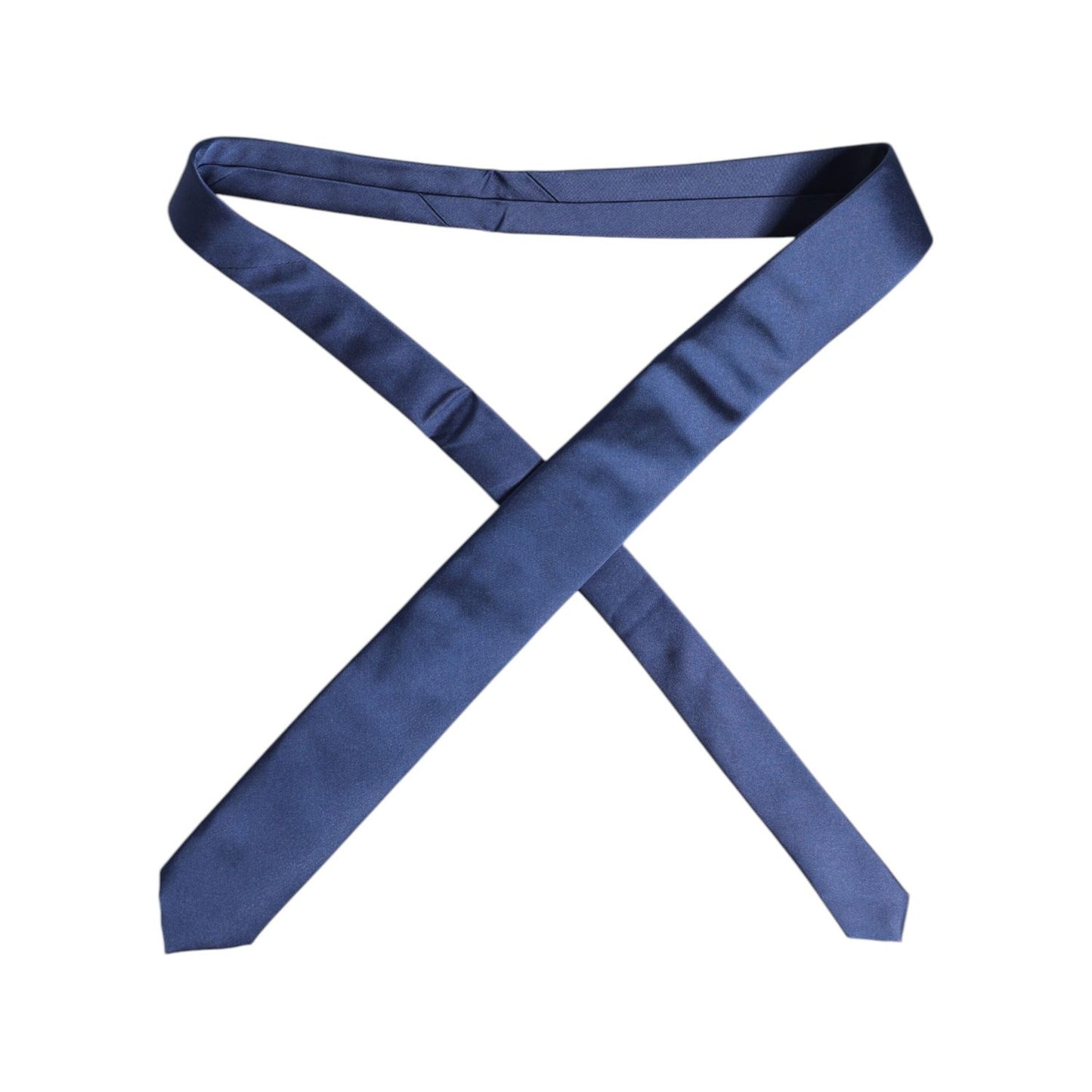 Dolce & Gabbana Blue Solid Silk Adjustable Necktie Tie, 100% silk, 6cm width, luxurious men's accessory, made in Italy.