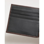 Open view of Dolce & Gabbana Brown Leather DG Logo Engrave Bifold Card Holder Wallet showing interior card slots.