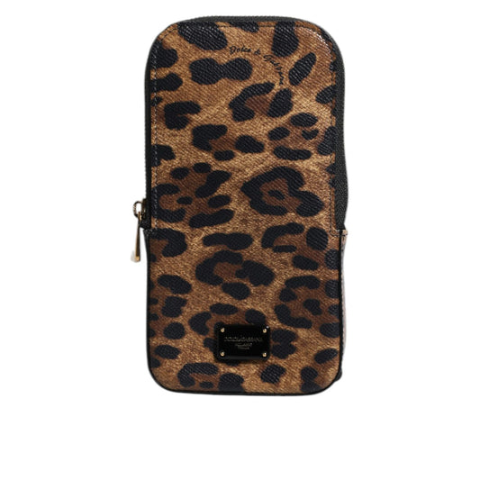 Dolce & Gabbana Brown Leopard Print Dauphine Leather Zip Around Wallet Dolce & Gabbana