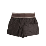 Dolce & Gabbana Brown Polyester Logo Elastic Waistband Swimwear, stylish brown swim shorts with logo waistband, luxury beachwear.