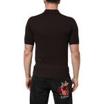 Dolce & Gabbana Brown Wool Logo Embroidered Men Polo T-shirt