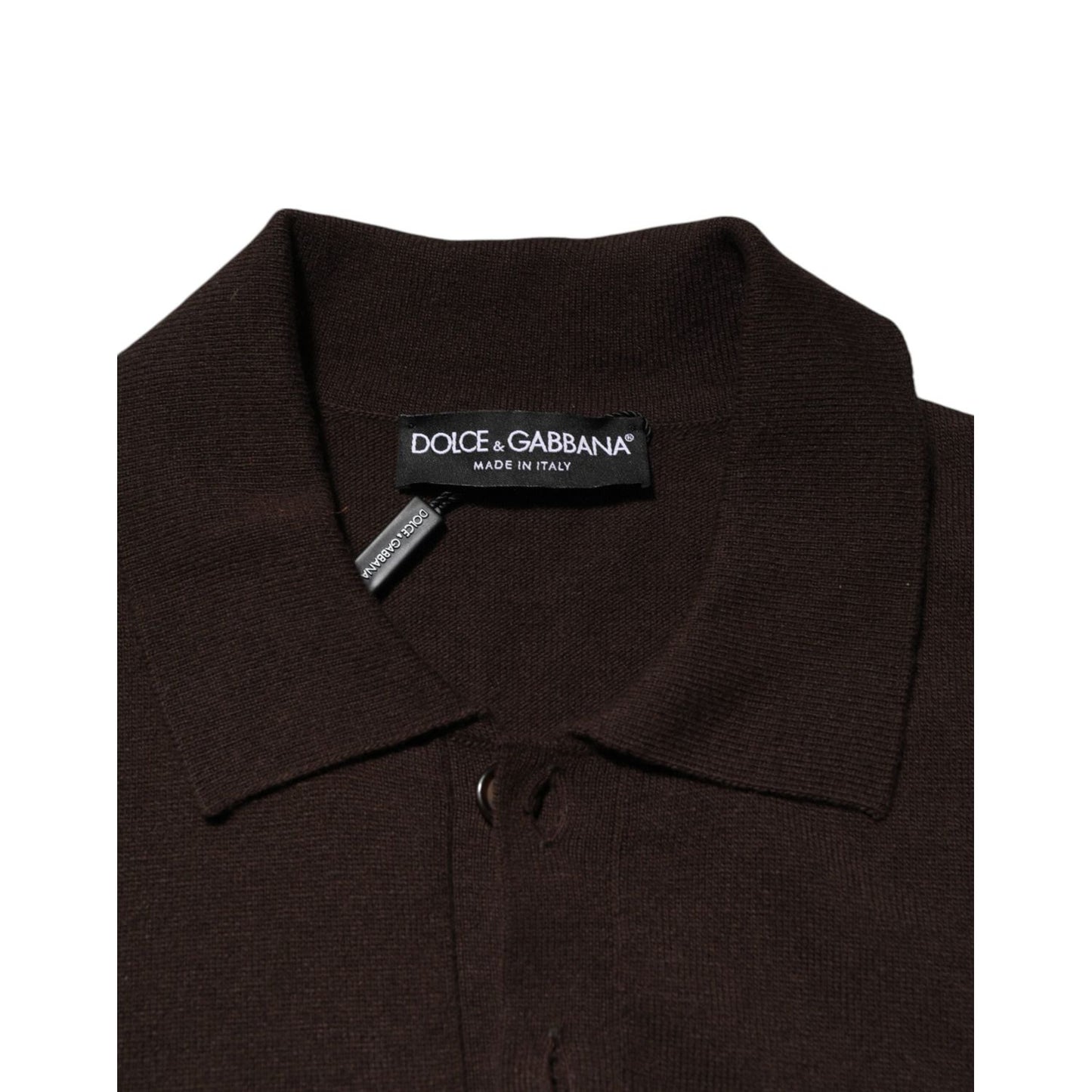 Dolce & Gabbana Brown Wool Logo Embroidered Men Polo T-shirt