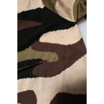 Dolce & Gabbana Camouflage Brown Silk Military Polo T-shirt with an all-over camo print, made in Italy, luxury fashion.