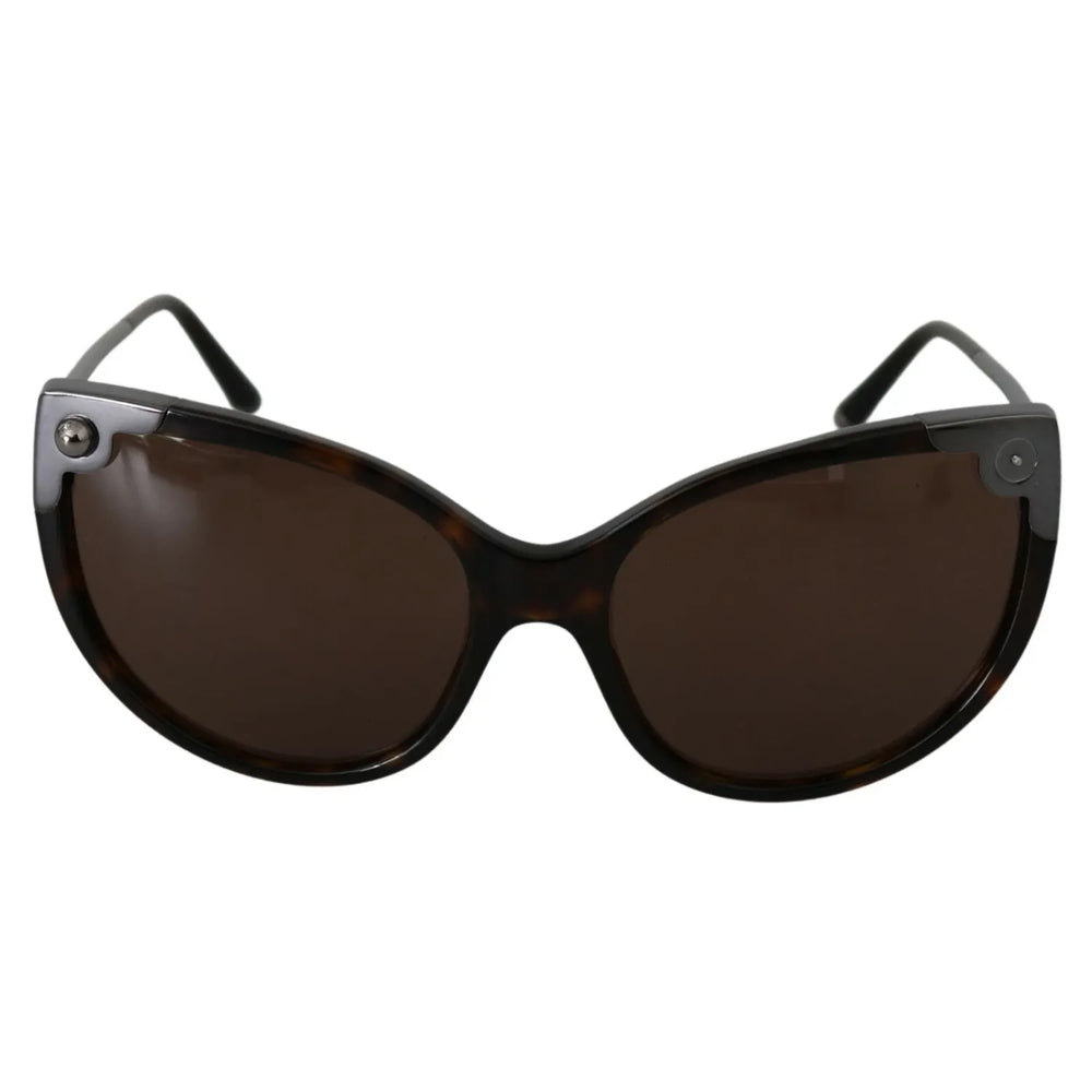 Dolce & Gabbana DG4337 Dark Havana Cat Eye Women Eyewear Sunglasses, brown acetate frame, 100% UV protection, missing left metal stud.