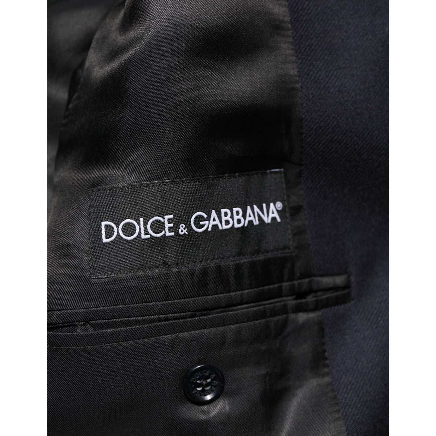 Dolce & Gabbana Dark Blue Wool Men Jacket Coat Blazer Suit
