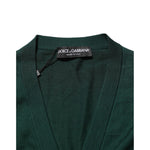 Dolce & Gabbana Dark Green Button Down Men Cardigan Sweater