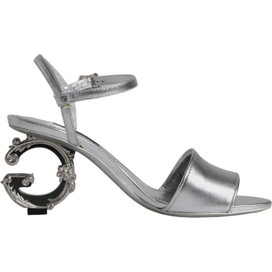 Dolce & Gabbana Silver KEIRA Heels Ankle Strap Sandals Shoes LA11998-35