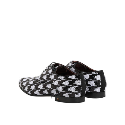Dolce & Gabbana Dress Black White Sequined Lace Up Derby Shoes