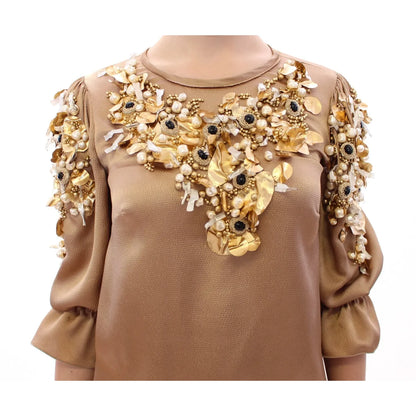 Dolce & Gabbana Gold SPECIAL Piece Runway Crystal Blouse