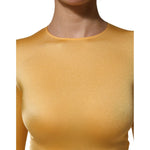 Dolce & Gabbana Gold Yellow Stretch Long Sleeve Bodysuit Dress