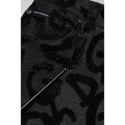 Dolce & Gabbana Gray Cotton DG Logo Straight Men Denim Jeans