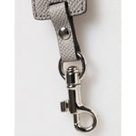 Dolce & Gabbana Gray Leather Logo Metal Ring Keychain Holder Keyring
