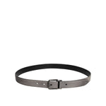 Dolce & Gabbana Gray Leather Silver Tone Metal Buckle Belt