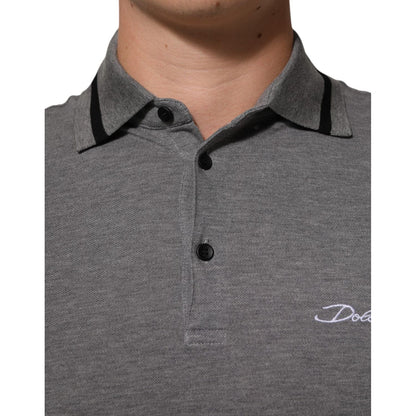 Dolce & Gabbana Gray Logo Embroidery Collared Polo T-shirt