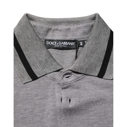 Dolce & Gabbana Gray Logo Embroidery Collared Polo T-shirt