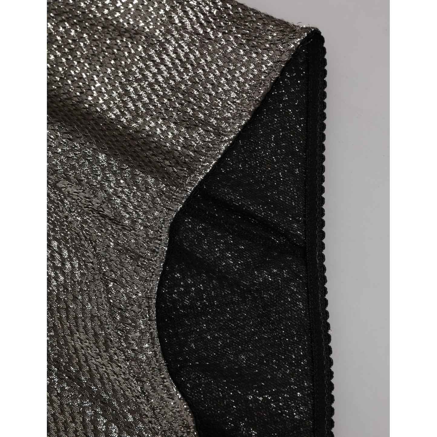 Close-up of Dolce & Gabbana Gray Silk Stretch Slip Girdle Panty Underwear showing intricate fabric texture and design.