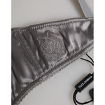 Dolce & Gabbana Gray Silk Underwired Balconette Bra Underwear with logo embroidery detail.