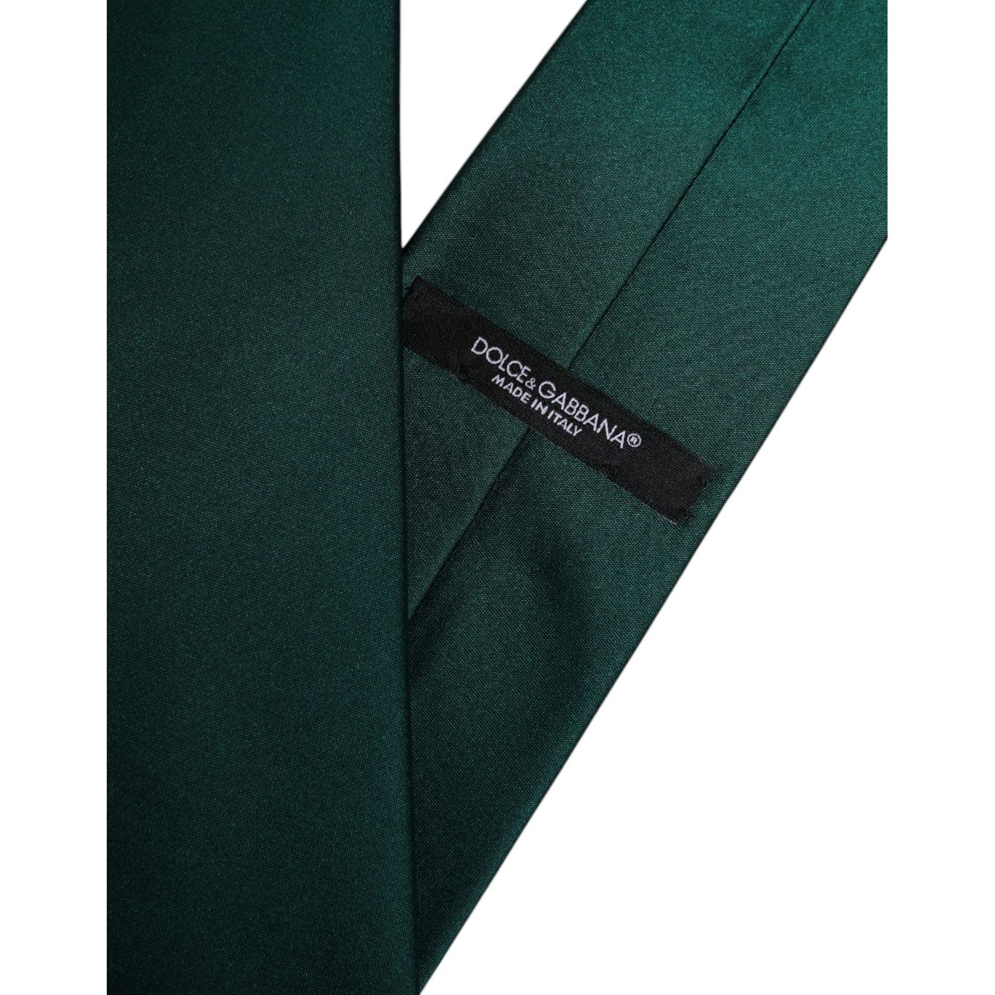 Dolce & Gabbana Green Solid Cotton Adjustable Necktie Tie