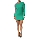 Dolce & Gabbana Green Viscose Acetate Mini Long Sleeve Dress