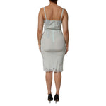 Dolce & Gabbana Light Blue Silk Lace Midi Bodycon Slip Dress