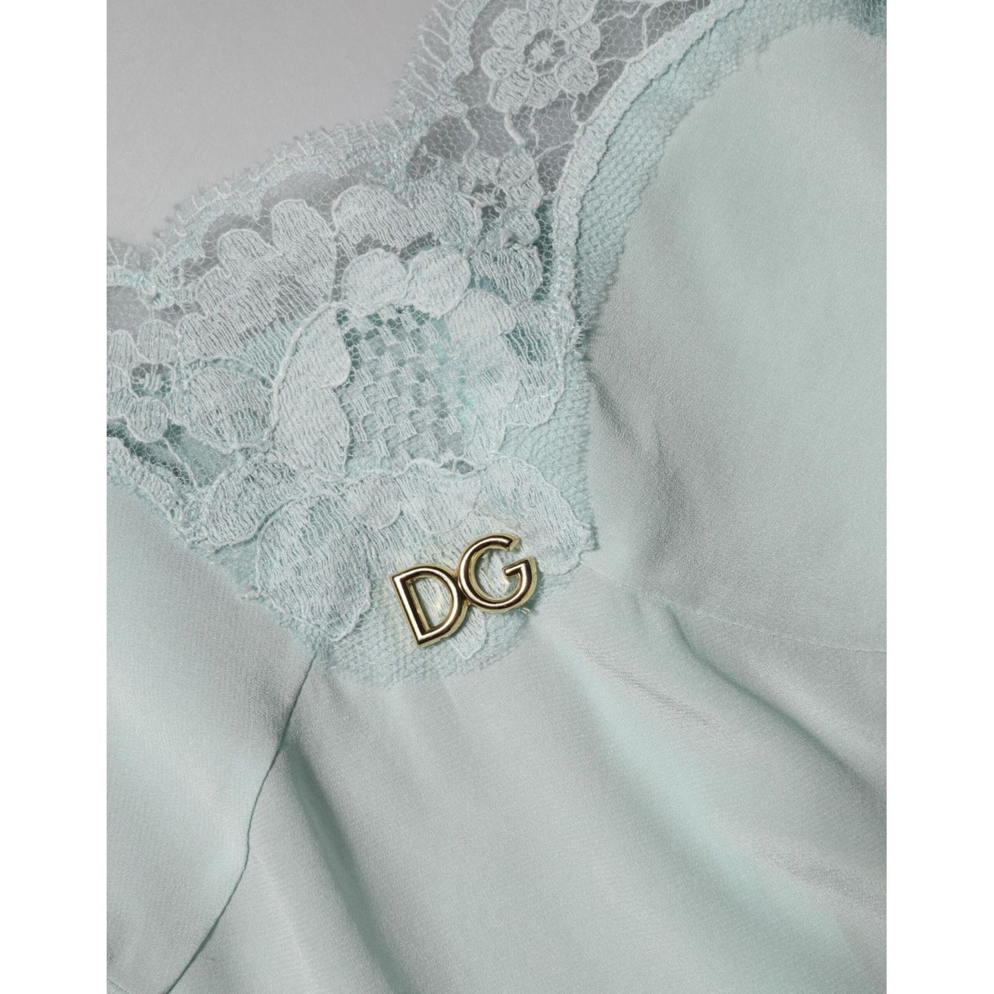 Dolce & Gabbana Light Blue Silk Lace Midi Bodycon Slip Dress