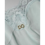 Dolce & Gabbana Light Blue Silk Lace Midi Bodycon Slip Dress