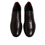 Dolce & Gabbana Maroon Calfskin Leather Derby Men Dress Shoes