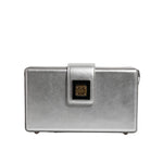 Dolce & Gabbana Metallic Silver DG BOX Leather Shoulder Strap Bag with sleek chain strap and elegant design.