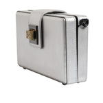 Dolce & Gabbana Metallic Silver DG BOX Leather Shoulder Strap Bag in a sleek metallic design with gold detailing and adjustable strap.