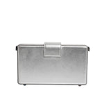 Dolce & Gabbana Metallic Silver DG BOX Leather Shoulder Strap Bag in calfskin with nappa leather effect, elegant silver detailing.